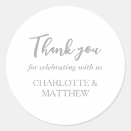 Élégant Sticker Argent Mariage Classic Rond