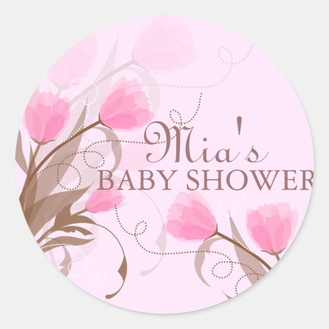 Élégant Sticker Baby shower rose (Devant)