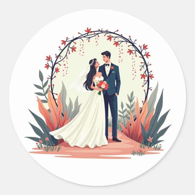 Élégant Sticker de moment de mariage (Devant)