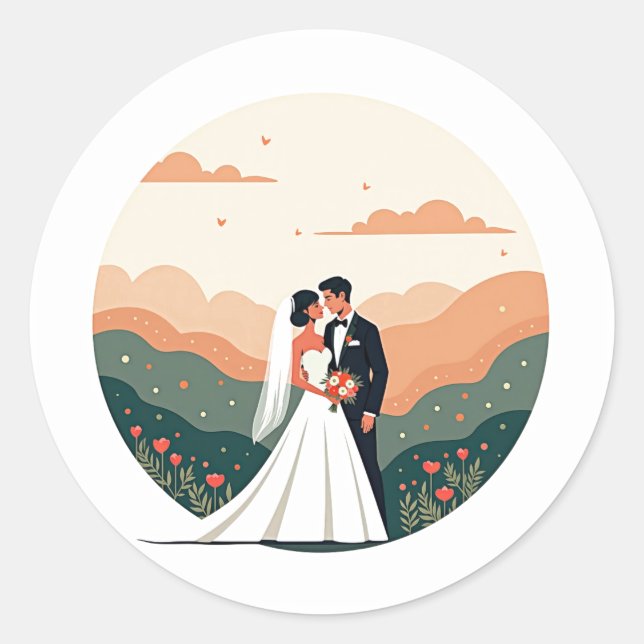 Élégant Sticker de moment de mariage (Devant)