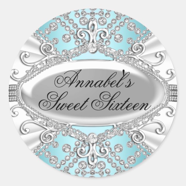 Élégant Sticker Diamond Blue Sweet 16 (Devant)