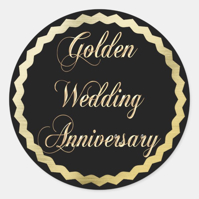 Élégant Sticker du 50e anniversaire du Mariage d'o (Devant)