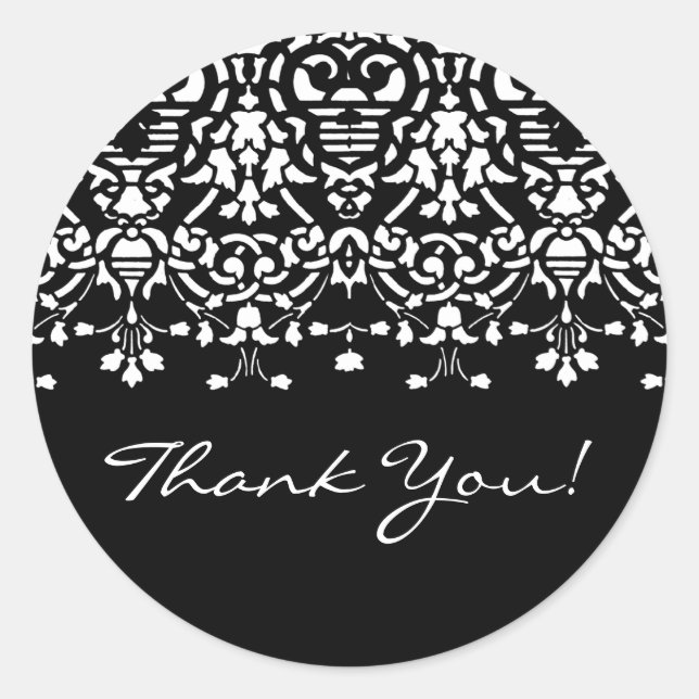 Élégant Sticker en Merci Damas blanc et noir (Devant)