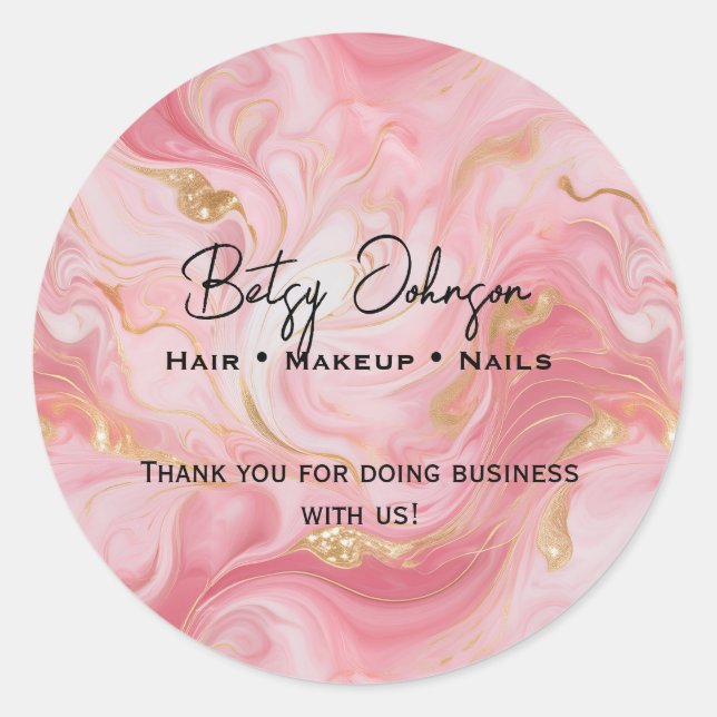 Élégant Sticker en Merci marbré rose or (Devant)