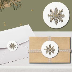 Élégant Sticker Gold Snowflake Holiday