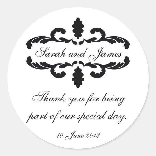 Élégant Sticker Mariage de Merci personnalisé (Devant)