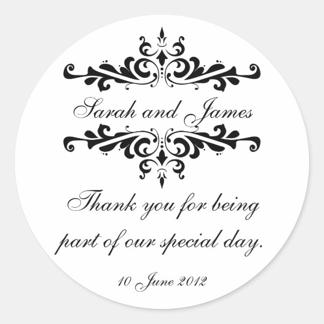 Élégant Sticker Mariage de Merci personnalisé (Devant)