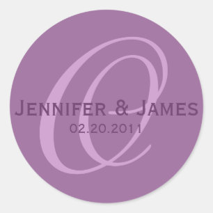 Élégant Sticker Mariage de prune violette Monogram