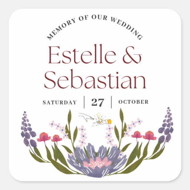 Élégant Sticker Mariage Floral (Devant)
