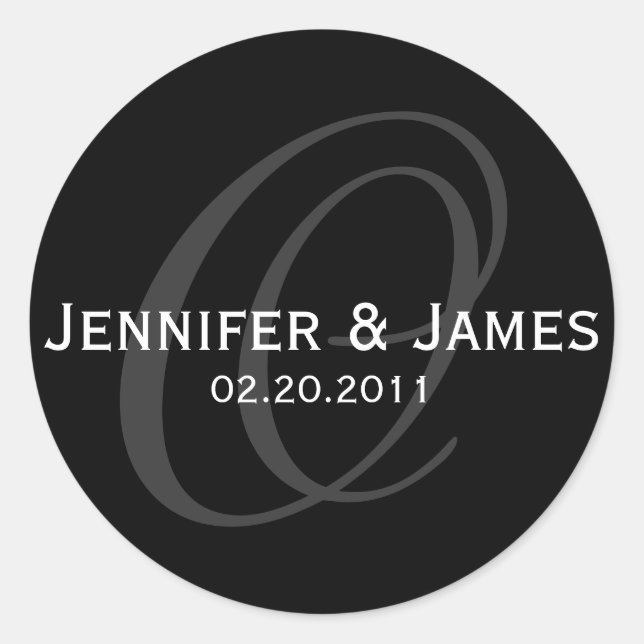 Élégant Sticker Mariage gris monogramme (Devant)