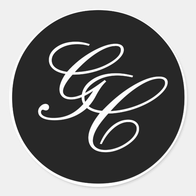 Élégant Sticker Mariage Monogram noir et blanc (Devant)