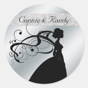 Élégant Sticker Mariage Parties scintillant Argent