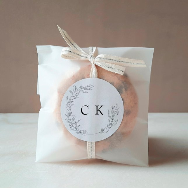 Élégant Sticker Monogram Mariage Classic Round (Créateur téléchargé)