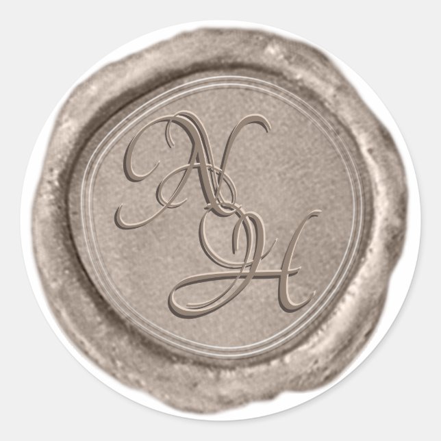 Élégant Sticker Monogramme de cire d'or de champag (Devant)