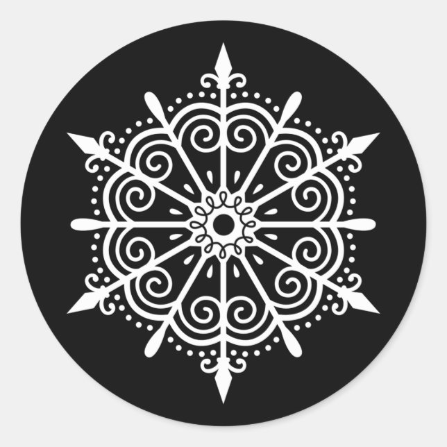 Élégant Sticker noir blanc de Noël (Devant)