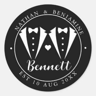 Élégant Sticker noir Mariage gay