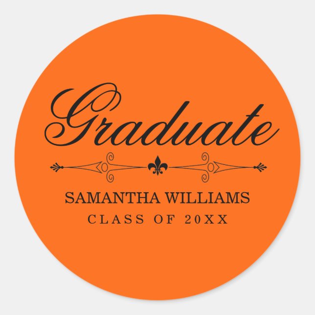 Élégant Sticker Orange Graduation avec texte noir (Devant)