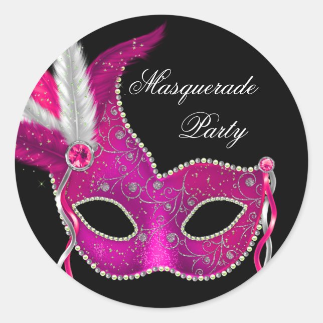 Élégant Stickers Black Hot Rose Masquerade Party (Devant)