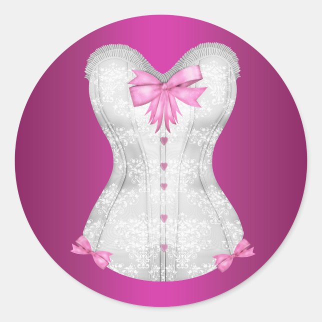 Élégant Stickers Corset Rose Chaud (Devant)