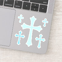 Élégant stickers croix bleu, feuille de cinq