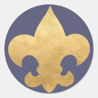 Élégant Stickers Fleur De Lis Bleu & Or