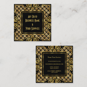 Elegant Stilvoll Art Deco Gold Schwarz Vintag 1930 Quadratische Visitenkarte
