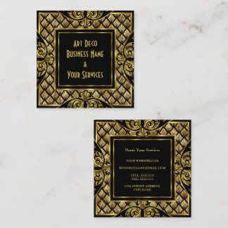 Elegant Stilvoll Art Deco Gold Schwarz Vintag 1930 Quadratische Visitenkarte