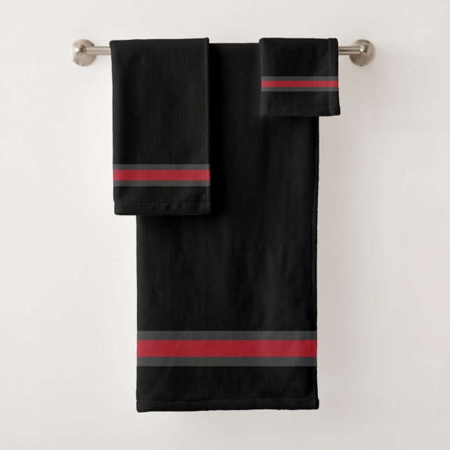 Elegant Stilvoll Black Stripe Luxury Badhandtuch Set (Insitu)