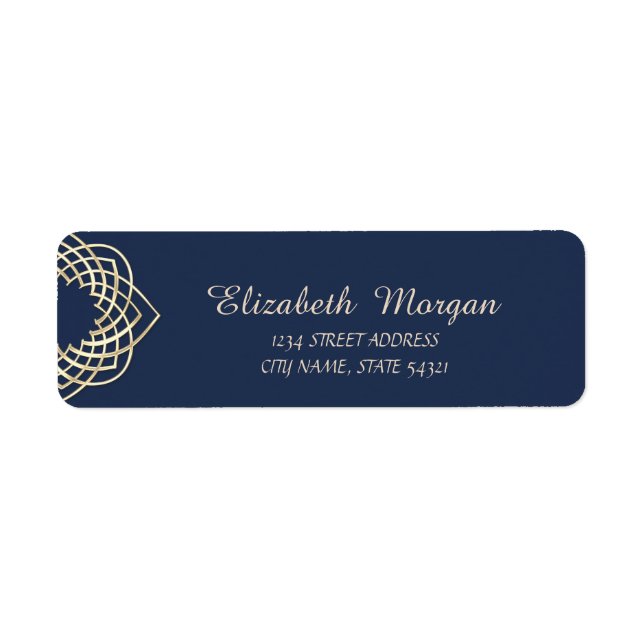 Elegant Stilvoll, Blau, Gold Adresse (Vorne)