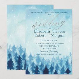 Elegant Stilvoll Blauwald Pine Trees Wedding Einladung