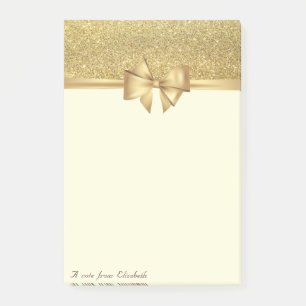Elegant Stilvoll, Bow, Gold Glitzer Post-it Klebezettel