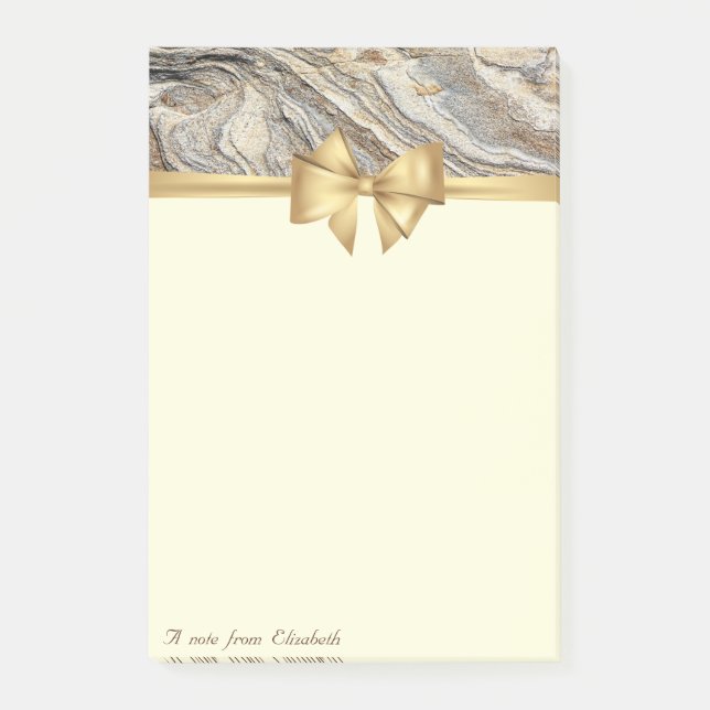 Elegant stilvoll, Bow, Marmortextur Post-it Klebezettel (Vorderseite)