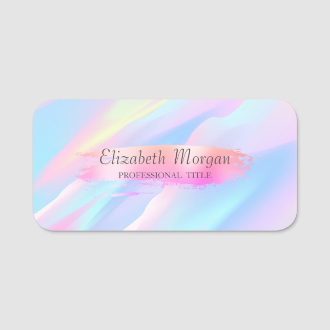 Elegant, stilvoll, Chic, Pinselstriche, Holografie Namensschild (Vorderseite)