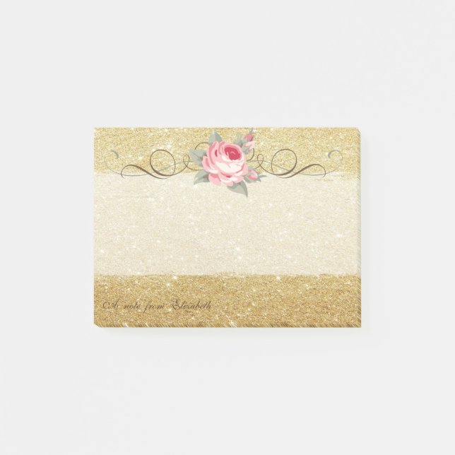 Elegant Stilvoll ,Chic,Rose,Glitterie Post-it Klebezettel (Vorderseite)