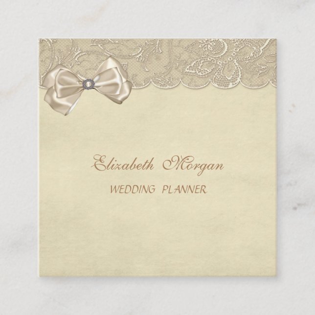 Elegant stilvoll eingerichtet,Bow,Lace Quadratische Visitenkarte (Vorderseite)