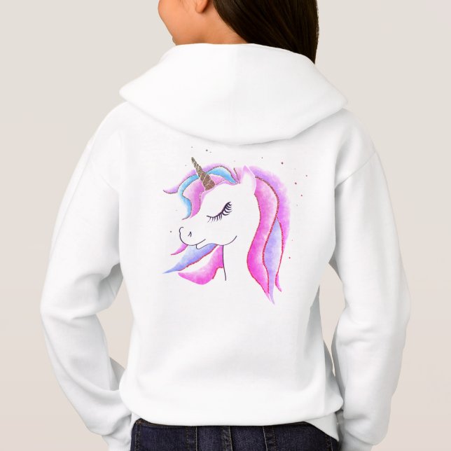 Elegant, stilvoll, farbenfroh, Rainbow Unicorn Hoodie (Rückseite)