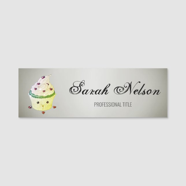 Elegant Stilvoll Funny Cupcake Namensschild (Vorderseite)