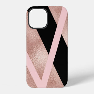 Elegant stilvoll geometrisch roségold rosa schwarz iPhone 12 hülle