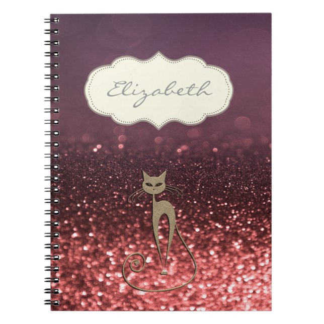 Elegant Stilvoll, Glittery Bokeh, Cat Notizblock (Vorderseite)