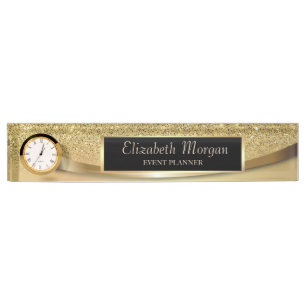 Elegant Stilvoll Gold Glitzer Bokeh Namensplakette