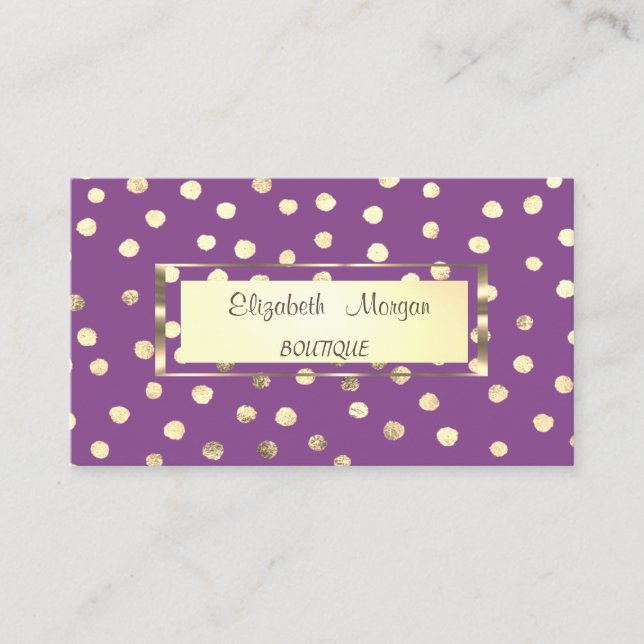 Elegant Stilvoll,Gold Rahmen,Confetti Visitenkarte (Vorderseite)