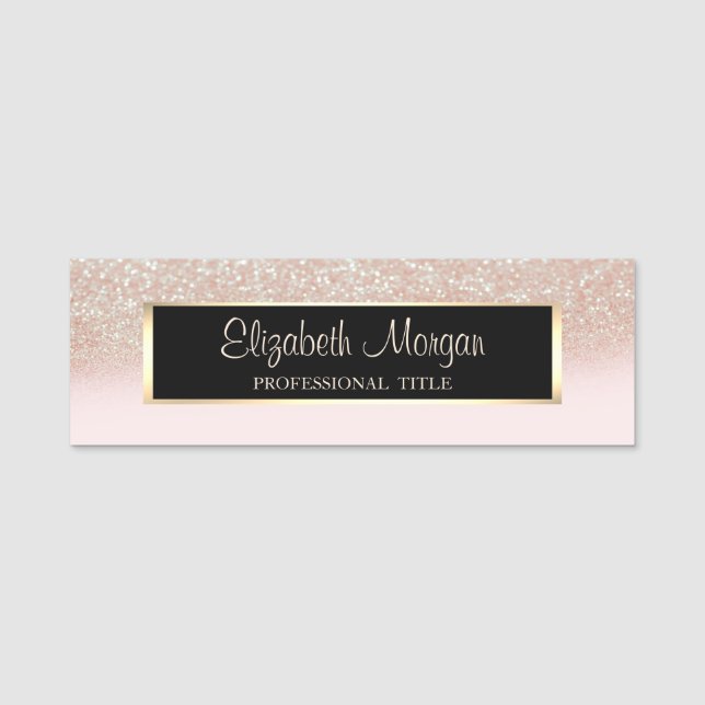 Elegant stilvoll modern, Frame, Glitzer Ombre Namensschild (Vorderseite)