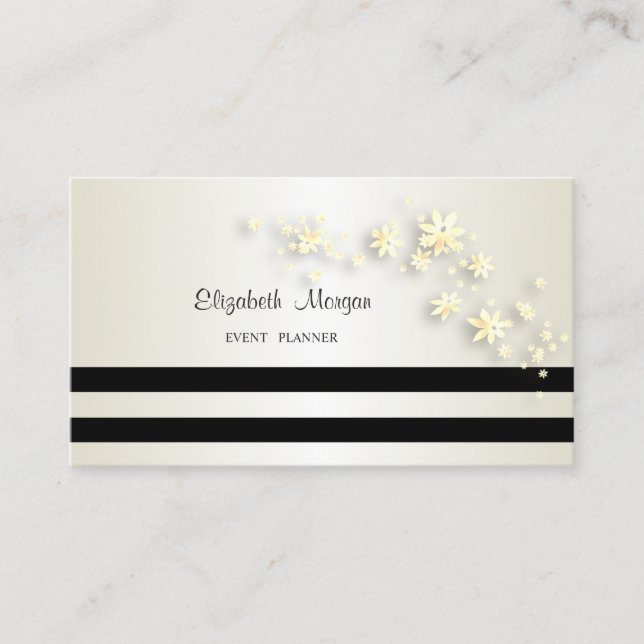 Elegant Stilvoll modern,gestreift,Blume Visitenkarte (Vorderseite)