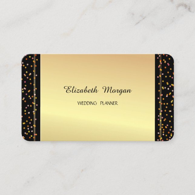 Elegant Stilvoll Modern Gold Confetti Visitenkarte (Vorderseite)