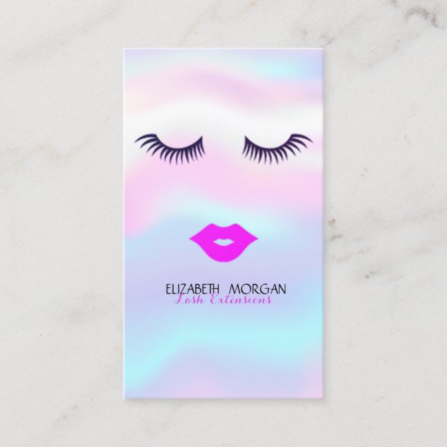 Elegant Stilvoll modern ,Lippen,Holographische Las Visitenkarte (Vorderseite)