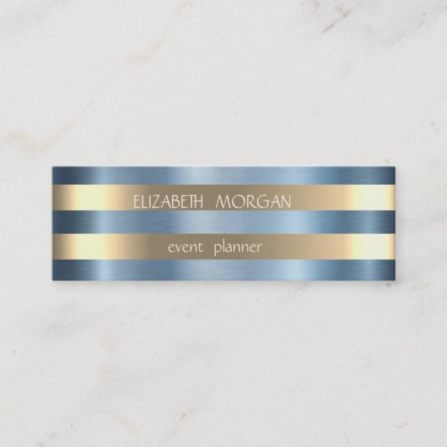 Elegant stilvoll, modern mit Gold gestreift, blau- Mini Visitenkarte (Vorderseite)