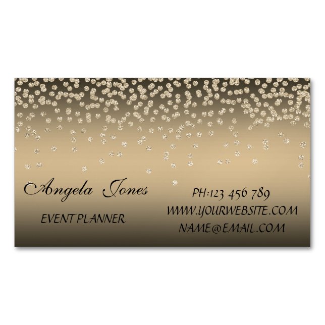 Elegant Stilvoll Modern Shiny Foil Confetty Diamon Magnetische Visitenkarte (Vorderseite)