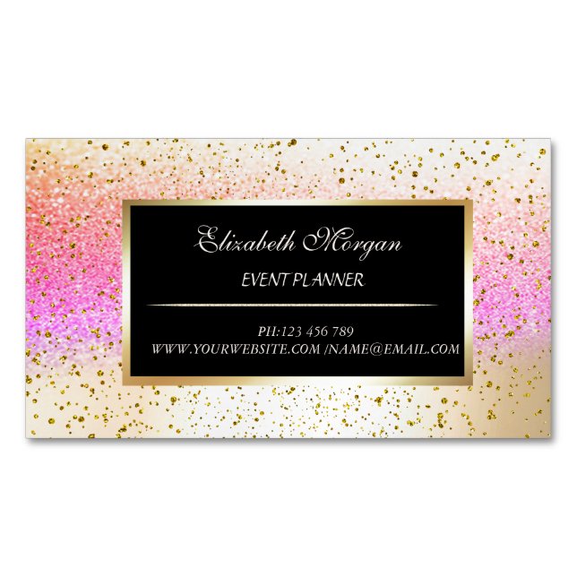 Elegant Stilvoll moderner Gold Confetti,Bokeh Fram Magnetische Visitenkarte (Vorderseite)