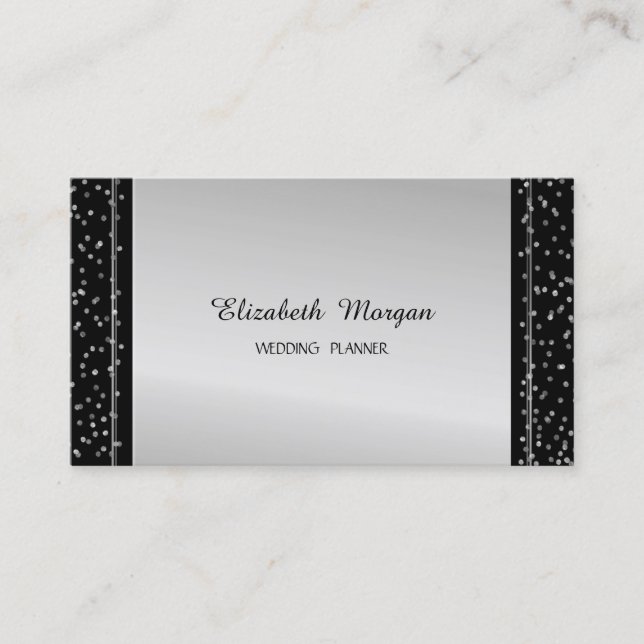 Elegant Stilvoll Modernes Silver Confetti Visitenkarte (Vorderseite)