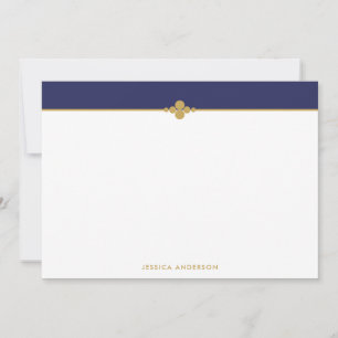 Elegant Stilvoll, Navy Blue Gold Personalisiert Mitteilungskarte